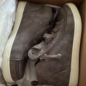 Gray High-Top Sneakers with Suede Finish